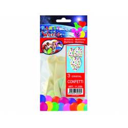 Globos Cristal Confeti marca Party World Bolsa de 3 unidades