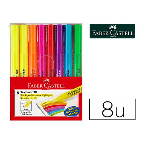 Rotulador Faber Castell Fluorescente Textliner 38 Estuche 8 151880 Papeles de alta calidad con tintado homogéneo ideales para la escuela, la oficina y el hogar. rotulador faber castell fluorescente textliner 38 estuche 8 unidades colores surtidos 151880
