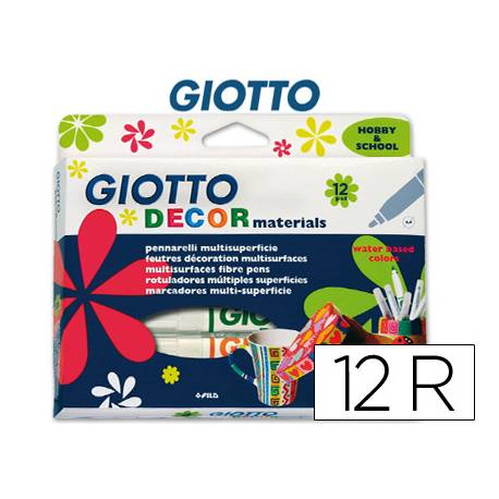 Set Giotto Decor Materials – 12 Rotuladores Multisuperficie + 8 Rotuladores Glitter, Colores Surtidos