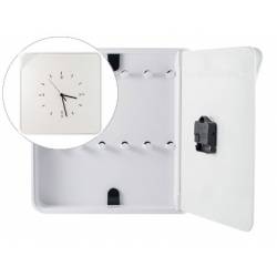 Armario portallaves plástico Paperflow con reloj 12 llaves 320x320x60 mm Blanco