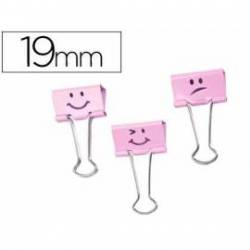 Pinza Metalica Emojis marca Rapesco Rosa Reversible 19 mm