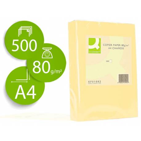 Papel color Q-connect tamaño A4 80g/m2 pack 500 hojas Champagne
