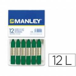 Lapices cera blanda Manley caja 12 unidades verde esmeralda