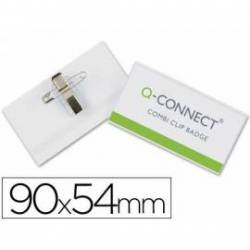 Identificadores Q-Connect con Imperdible y Pinza en PVC 9x5,4 cm
