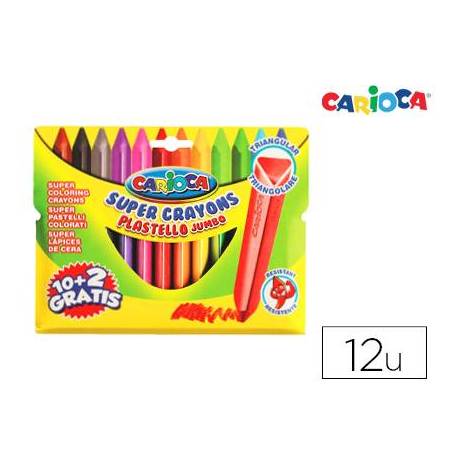 Lapices de cera Carioca Jumbo caja con 12 colores surtidos