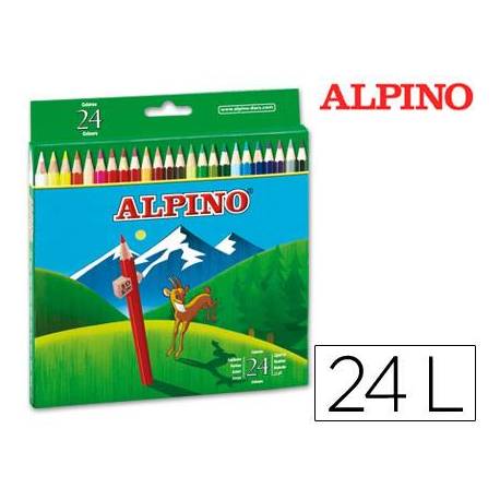 Lapices de Colores Alpino Hexagonales Caja 24 lapices largos