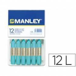 Lapices cera blanda Manley caja 12 unidades azul turquesa