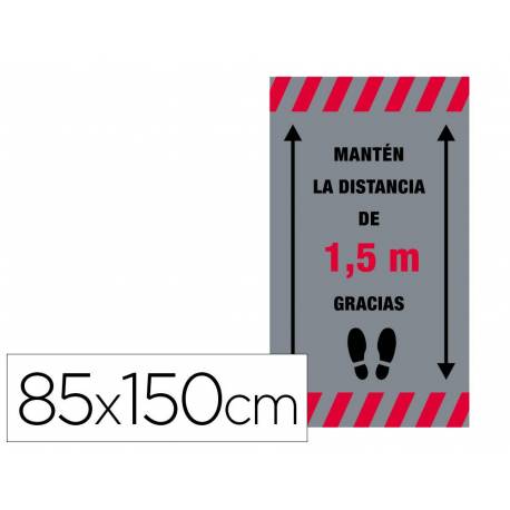 ALFOMBRA PARA SUELO DE PASO NOVUS MANTEN DISTANCIA DE 1,5 M GRACIAS FONDO GRIS 85X150 CM
