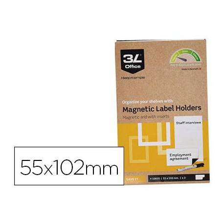 Portaetiquetas Magnetico 3l Office 55x102 mm Pack de 3 unidades