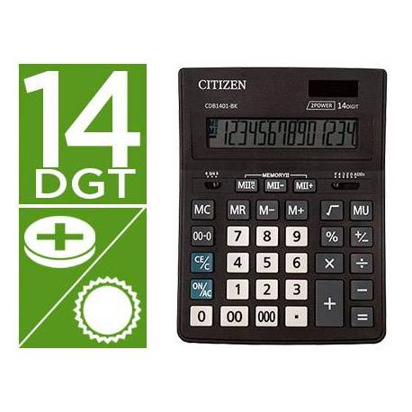 Calculadora Citizen Business line 200x157x35 mm Eco Solar y pilas con 14 Digitos