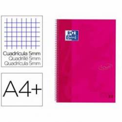 Cuaderno Oxford Ebook 1 DIN A4+ Rosa Frambuesa 80 hojas Tapa Extradura Cuadricula 5 mm