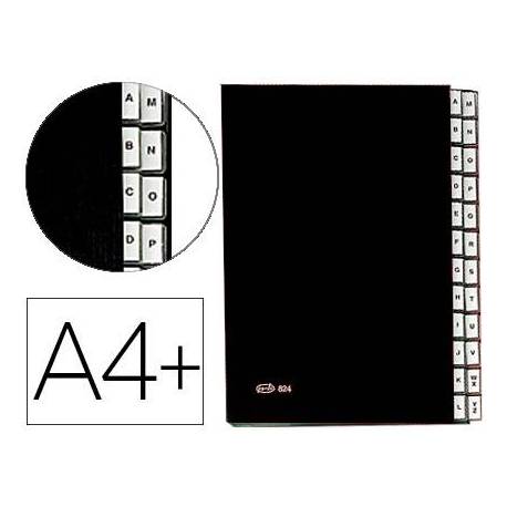 Carpeta Clasificadora Pardo DIN A4+ Carton Compacto con Fuelle 24 departamentos Negro