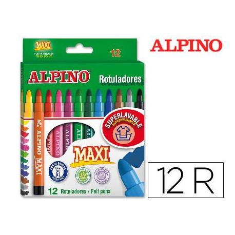 Rotulador Alpino Maxi punta gruesa lavable caja 12 rotuladores