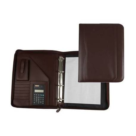 Portadocumentos tipo Carpeta Csp Marron con calculadora y bolsillo para movil
