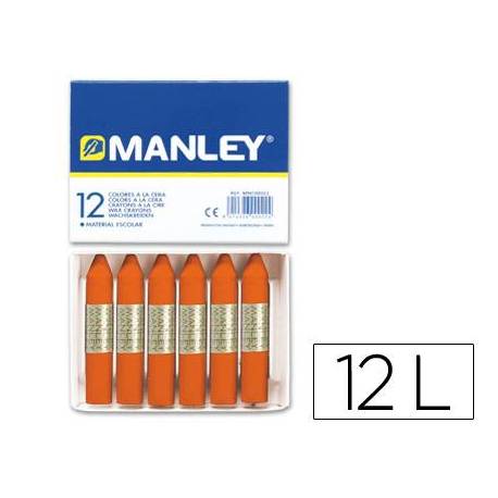 Lapices cera blanda Manley caja 12 unidades naranja