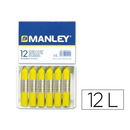 Lapices cera blanda Manley caja 12 unidades amarillo limon