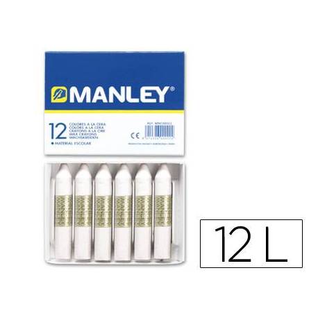 Lapices cera blanda Manley caja 12 unidades blanco