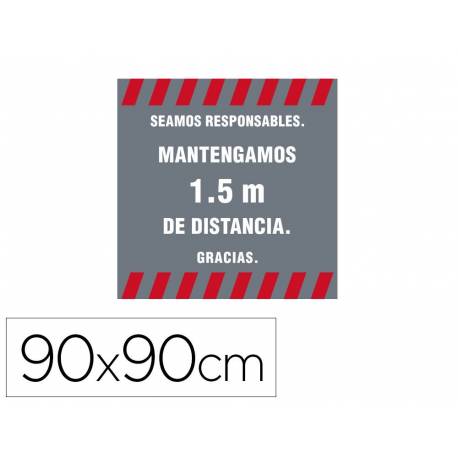 ALFOMBRA PARA SUELO DE PASO NOVUS SEAMOS RESPONSABLES MANTEGAMOS 1,5 M DE DISTANCIA FONDO GRIS 90X90 CM