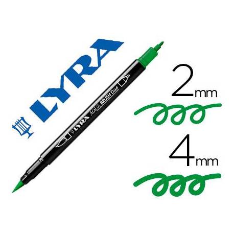 Rotulador Lyra aqua brush acuarelable doble punta fina y pincel verde