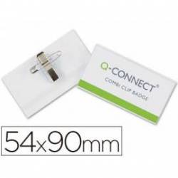 Identificadores Q-Connect con Imperdible y Pinza en PVC 5,4x9 cm