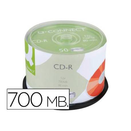 CD-R Q-Connect imprimible para inkjet tarrina 50