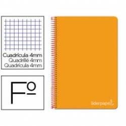 Cuaderno espiral Liderpapel Witty Tamaño folio 80 hojas Tapa dura Cuadricula 4 mm 75 g/m2 Con margen color Naranja