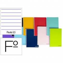 Cuaderno espiral Liderpapel folioTapa blanda 80h 60gr pauta 3,5mm y margen Colores surtidos (no se puede elegir)