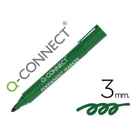 Rotulador Q-Connect punta de fibra permanente 3 mm color verde