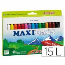 Lapices cera Alpino Maxidacs jumbo caja de 15 unidades colores surtidos