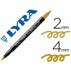 Rotulador Lyra aqua brush acuarelable doble punta fina y pincel ocre dorado