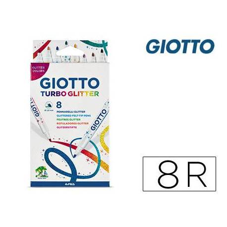 Rotulador Giotto Turbo Glietter Tinta con Purpurina Caja de 8 colores