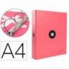 CARPETA 4 ANILLAS 40 MM MIXTAS LIDERPAPEL ANTARTIK A4 FORRADA COLOR CORAL