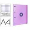 CARPETA CON RECAMBIO LIDERPAPEL ANTARTIK A4 CUADRO 5MM FORRADA 4 ANILLAS 25MM COLOR LAVANDA LILA