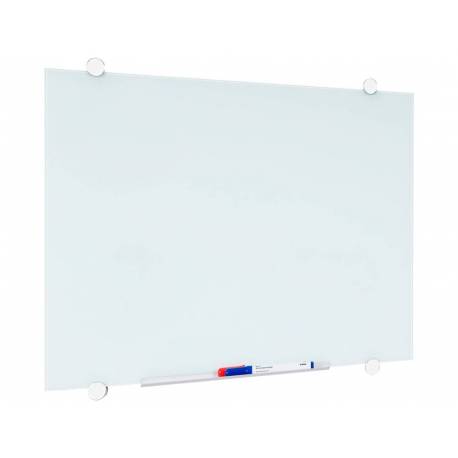 Pizarra blanca q-connect cristal magnetica marco aluminio 90x60 cm