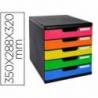 Fichero cajones sobremesa Exacompta Iderama Arlequin 5 cajones multicolores 350x288x320 mm.