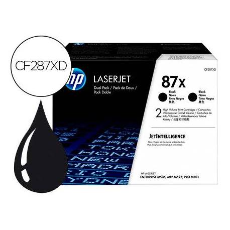 TONER HP LASERJET 87X ENTERPRISE M506 MFP M527 PRO M501 NEGRO PACK DE 2 UNIDADES 18000 PAGINAS