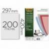 Tapa de Encuadernacion PVC Fellowes DIN A3 Color Transparente Cristal 200 micras pack 100 uds