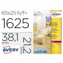 Etiqueta adhesiva Avery 38,1x21,2 mm Amarillo fluorescente Removible caja 1625 unidades