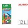 Lapices de Colores Alpino Borrables con Goma Hexagonales de Colores Surtidos Caja de 12 unidades