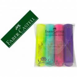 Rotulador Faber Castell fluorescente 1546 pastel estuche 4 unidades colores surtidos