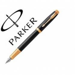 Pluma Parker PK IM GT Premium Plumin Fino Lacado Color Negro Adornos Dorados