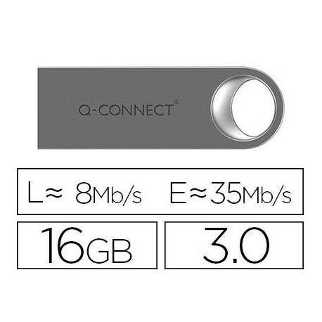 Memoria usb 16 Gb Q-CONNECT 3.0 Flash Premium Plateado