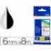 Cinta Brother TZE-111 6mm (ancho) x 8m (largo) laminada transparente/negro