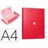CARPETA LIDERPAPEL ANTARTIK GOMAS DIN A4 3 SOLAPAS COLOR FRAMBUESA CARTON FORRADO