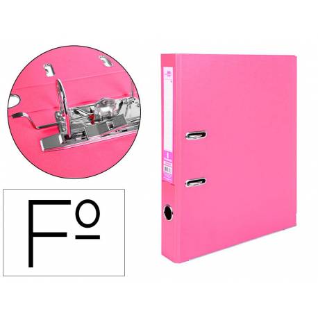 Archivador de palanca Liderpapel folio color rosa lomo 52 mm