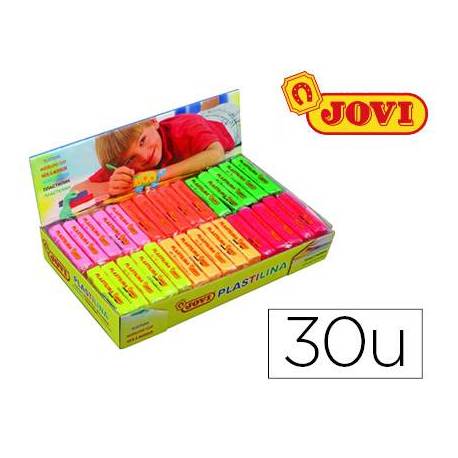 Plastilina Jovi Fluorescentes pequeñas colores surtidos Caja de 30 unidades 50 gr