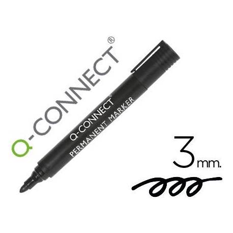 Rotulador Q-Connect punta de fibra permanente 3 mm color negro