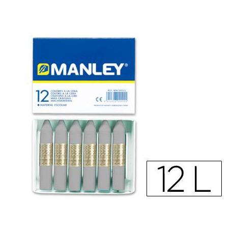 Lapices cera blanda Manley caja 12 unidades gris