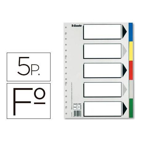 Separadores plastico Esselte Folio juego de 5 colores
