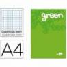 Recambio encolado Liderpapel din A4 4 taladros 100gr cuadrícula 5mm verde
